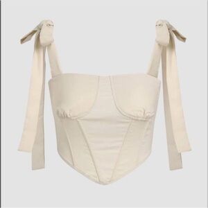 Cider Pale Yellow Tie-Strap Bustier Top